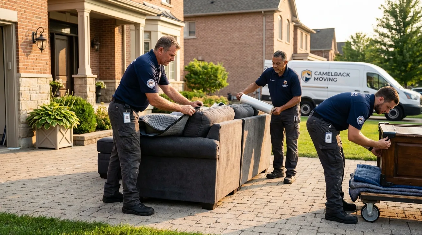 Large estate moving crew wrapping furniture in Trappe, MD